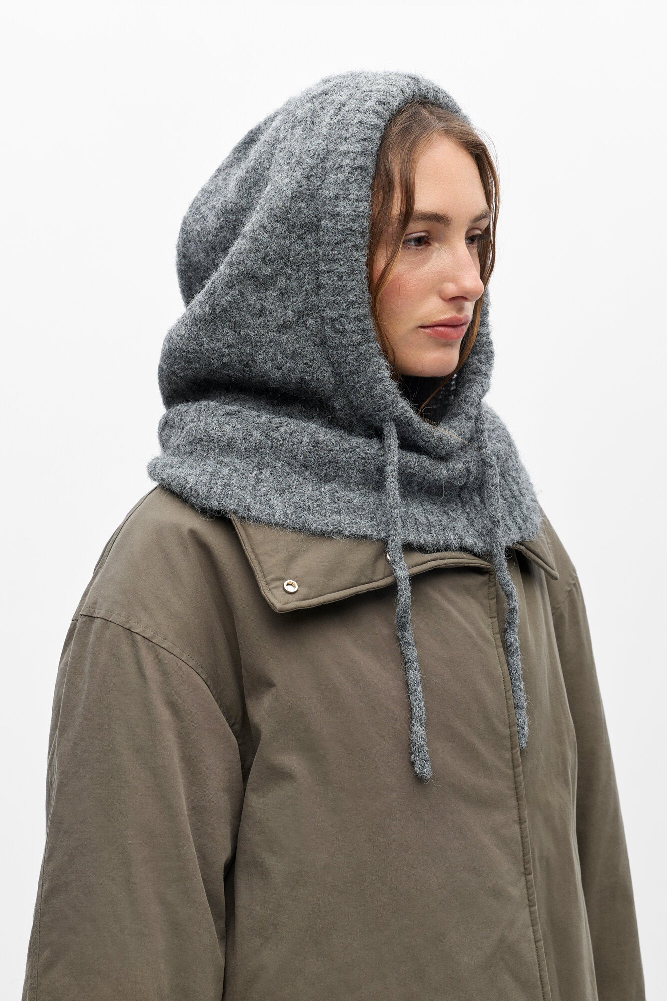 Milu Cable balaclava – Medium Grey Melange